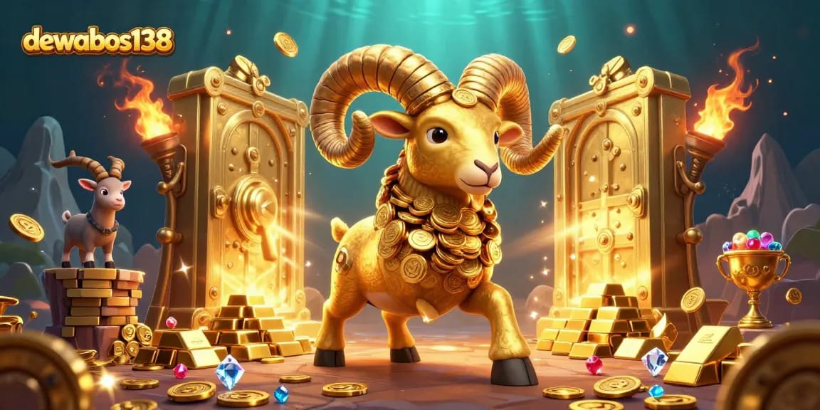 Experience winning strategies with dewabos138 in this vibrant 3D casino scene filled with treasures.
