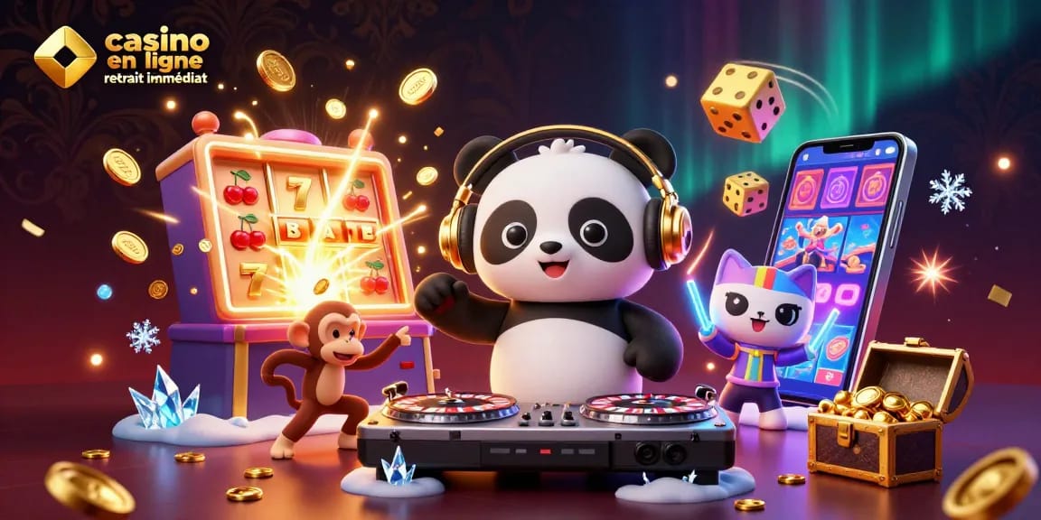 Profitez d'une expérience palpitante de casino en ligne retrait immédiat avec nos personnages animés dans un univers vibrant.