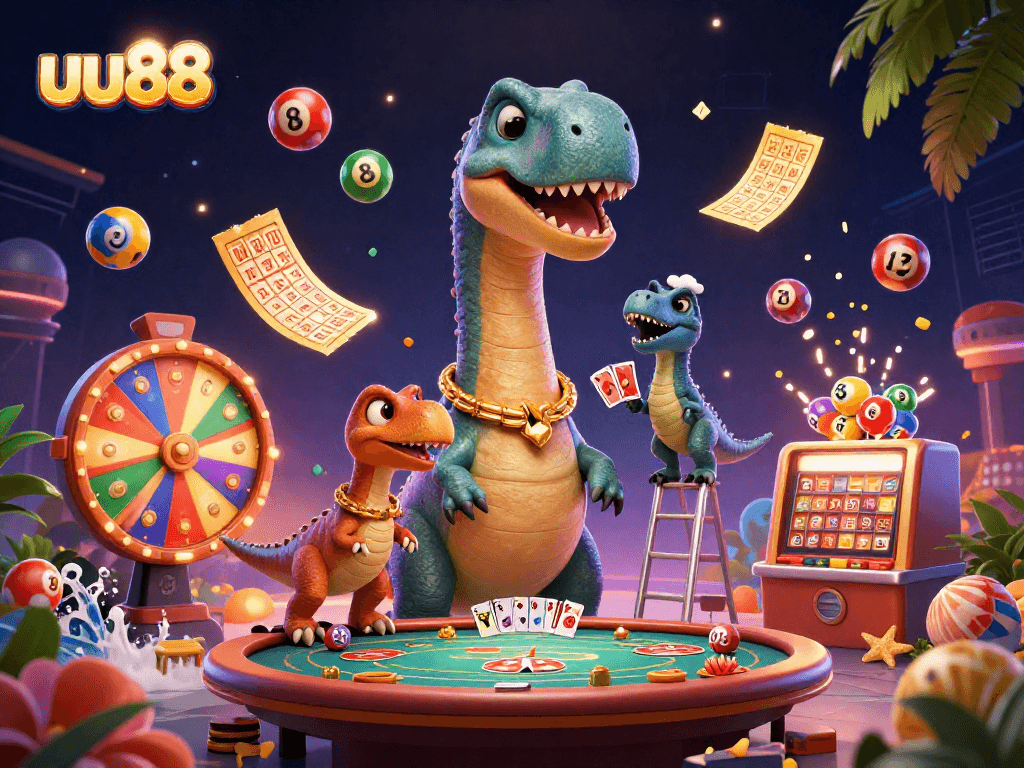 uu88 engaging players with vibrant lottery elements in a lively casino scene