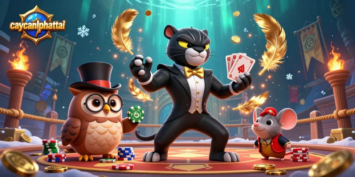 Engage with caycanhphattai in an exciting 3D casino scene featuring vibrant characters and dynamic game elements.