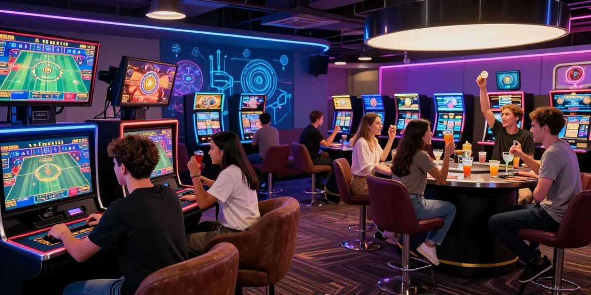 Players enjoying an immersive experience at a crypto casino with modern gaming setups.