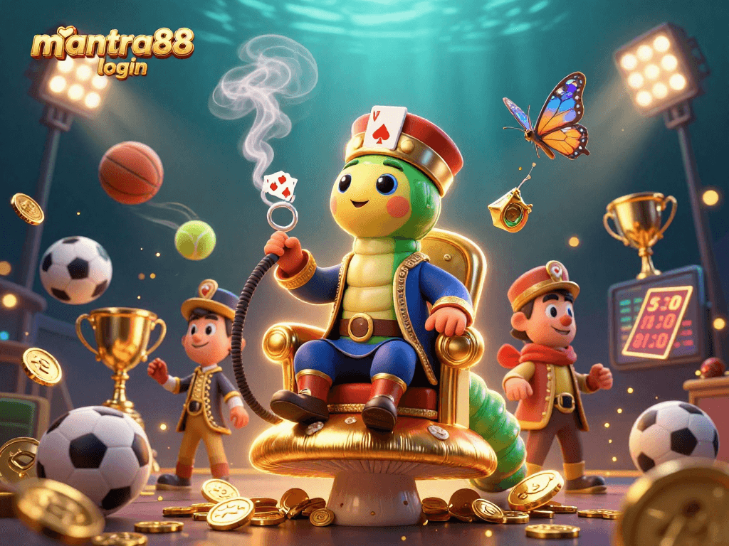 Engage with mantra88 login for an exhilarating online gaming experience in this vibrant illustration.