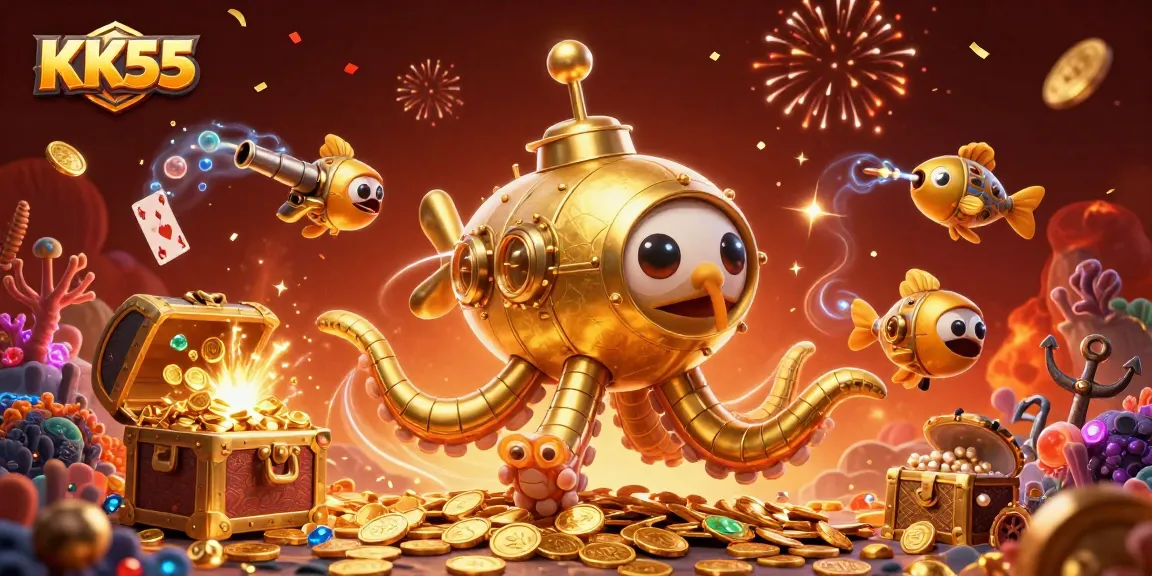 Engage in thrilling casino experiences with KK55's golden kraken themed gaming adventure!