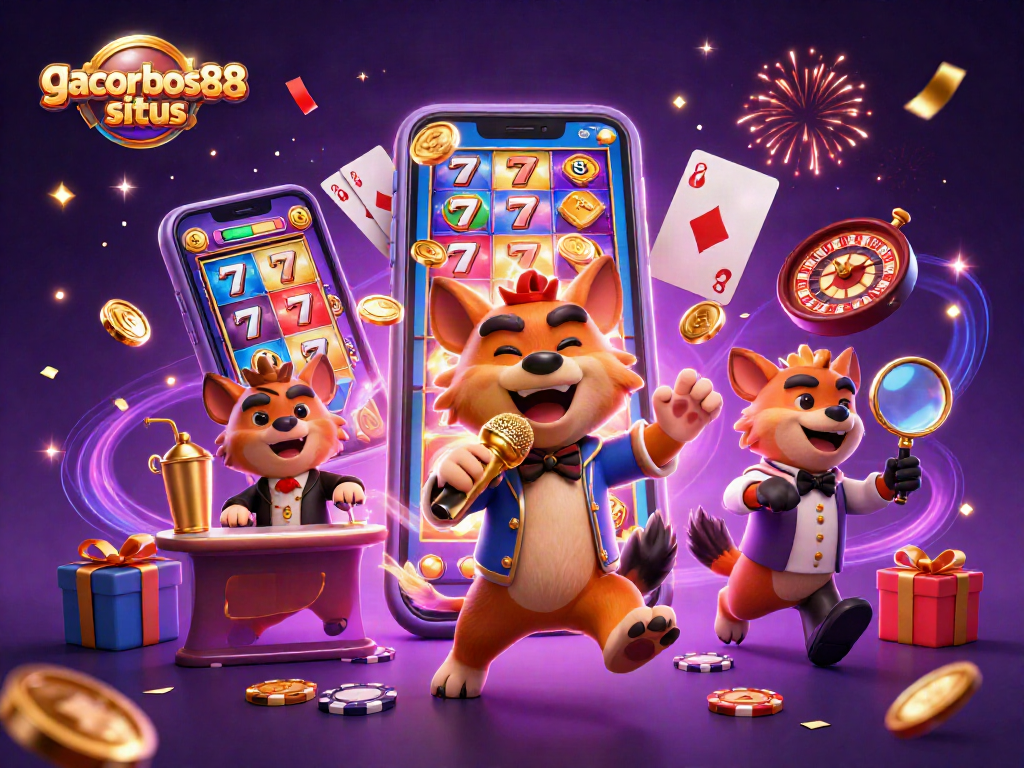 Experience the excitement of gacorbos88 situs with hilarious hyenas in a vibrant casino scene.