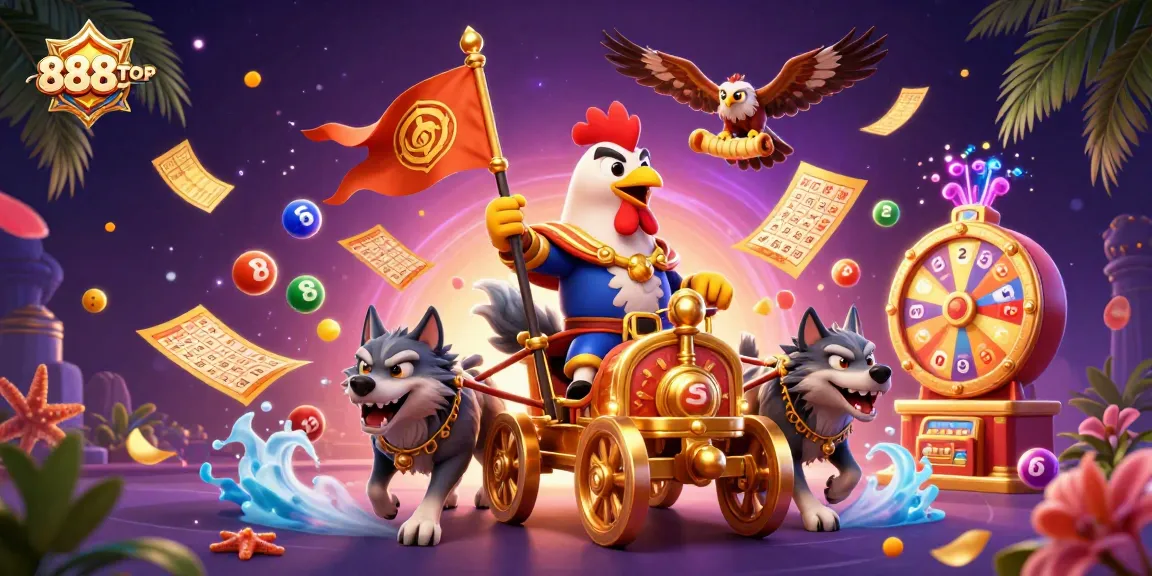 Join the excitement at 888TOP with a vibrant illustration featuring thrilling gaming elements.