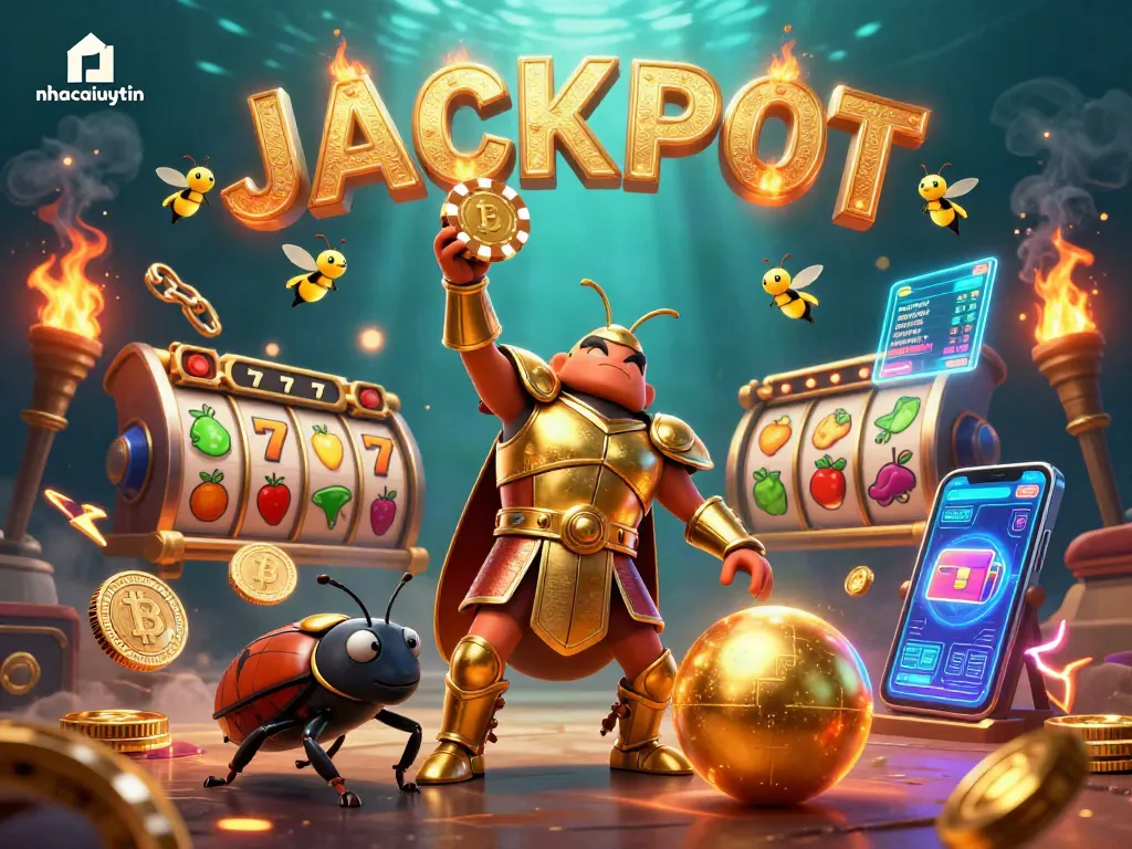 Spin the jackpot with nhacaiuytin's victorious beetle lifting a casino poker chip
