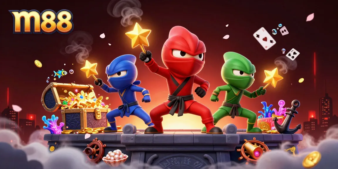 M88 players enjoy thrilling gambling experiences with ninja chameleons and casino elements.