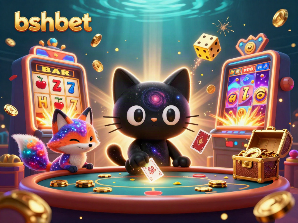 Experience the excitement of bshbet with a swirling black hole cat and cosmic casino elements.