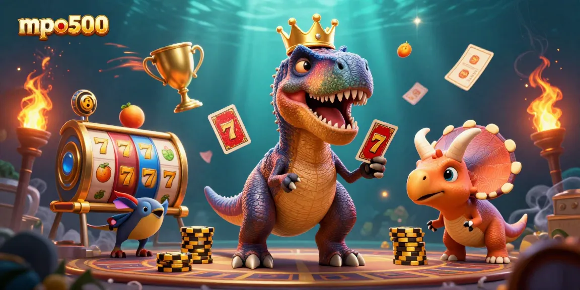 Engage with mpo500 on exciting slot games featuring vibrant T-Rex and friends