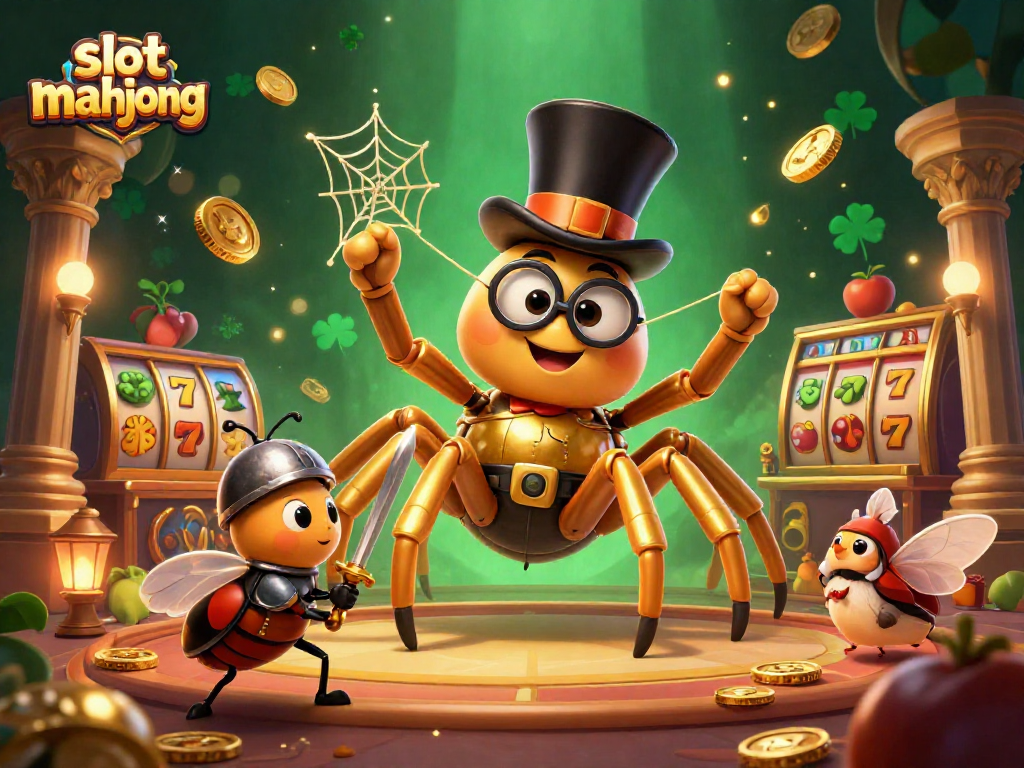 Engage with thrilling slot mahjong action amidst vibrant casino characters and elements, showcasing a lively gaming scene.