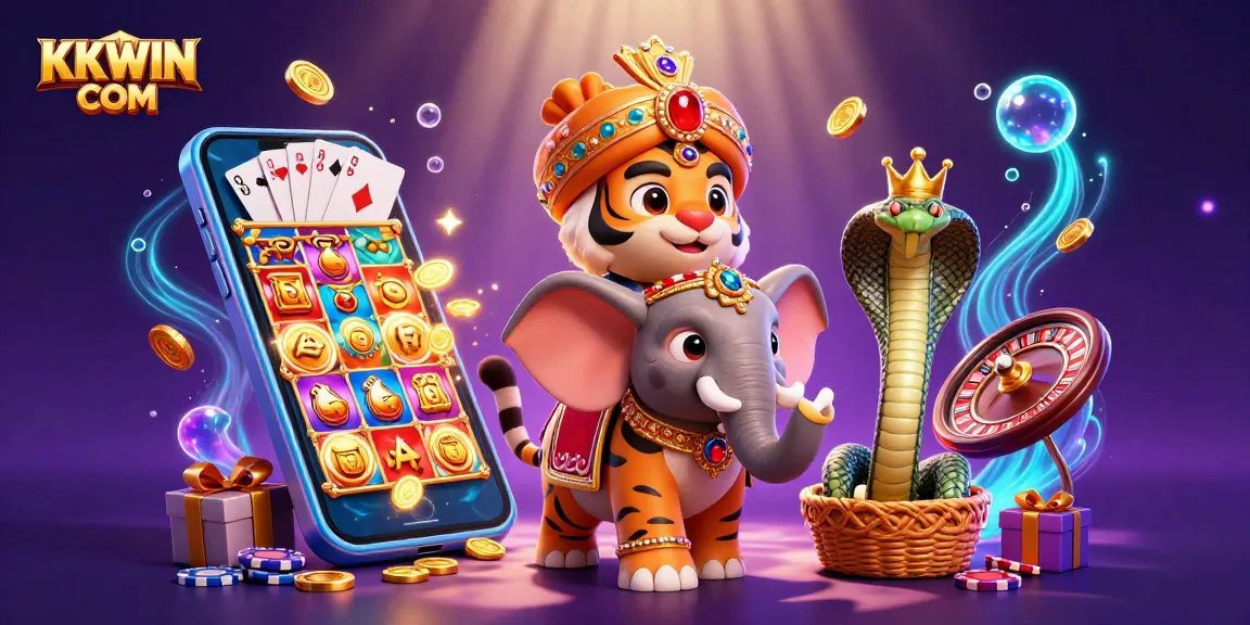 Participate in exciting slot games at KKWIN COM while being dazzled by vibrant gold coins and casino elements.