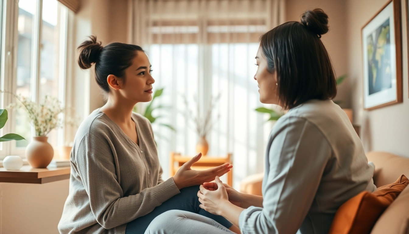 Engaging trauma therapy session highlighting connection between therapist and client.