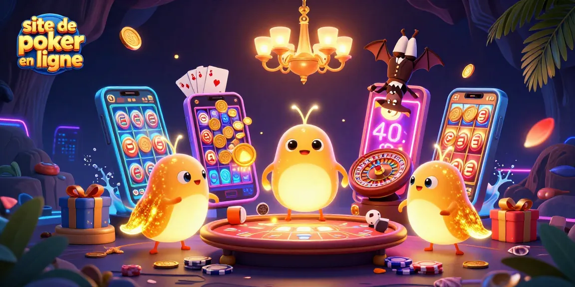 Revivez l'excitation d'un site de poker en ligne avec cette scène dynamique éclairée par des lucioles.