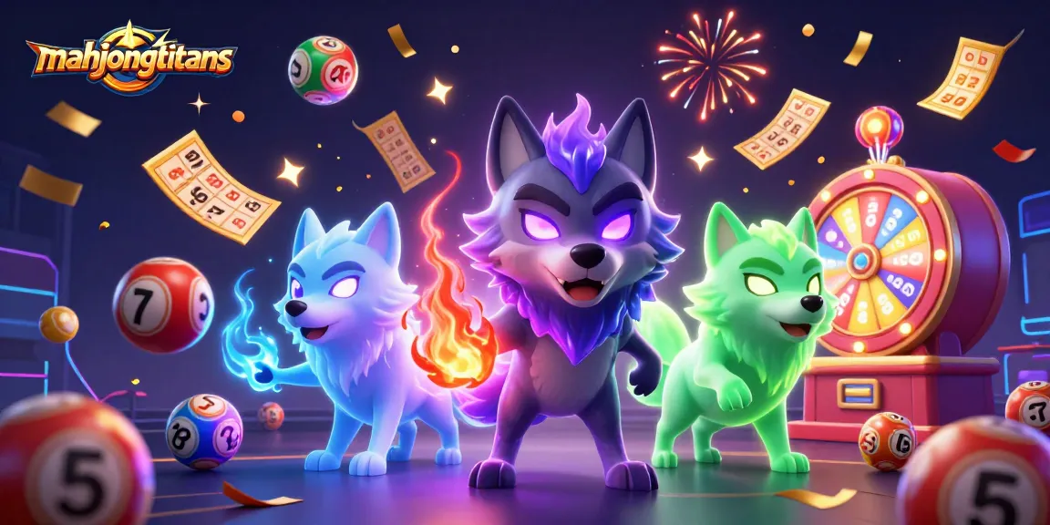 Engage with mahjongtitans as glowing ghostly wolves celebrate in a vibrant gambling world.