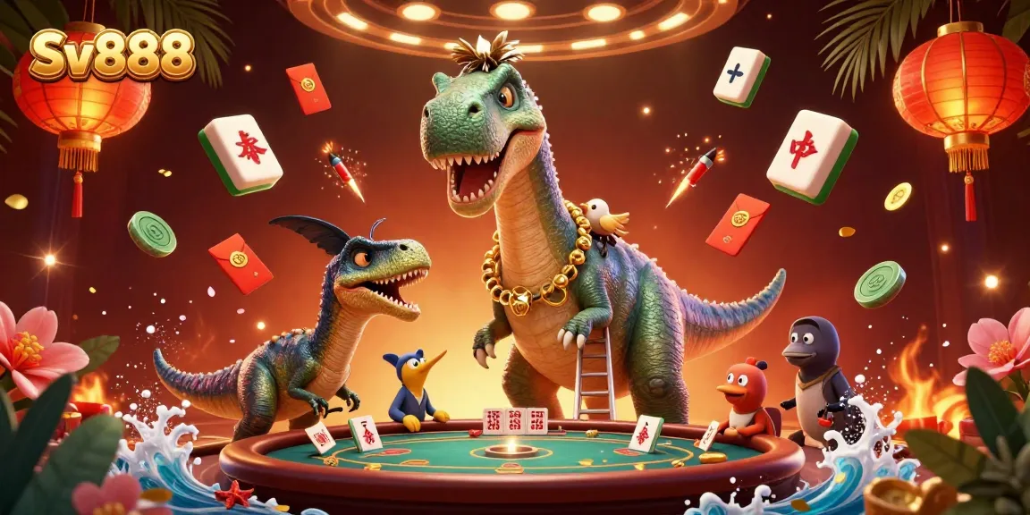 Experience thrilling gameplay at Sv888 with vibrant characters and casino elements in a lively 3D scene.