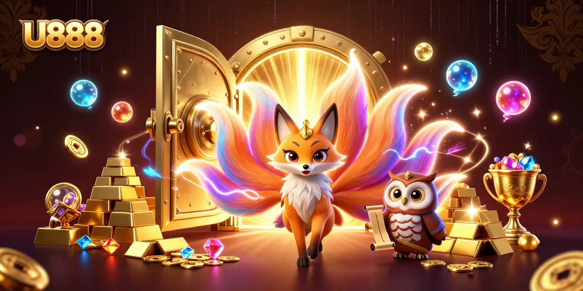 U888 brings excitement with a vibrant scene featuring a shining fox spirit and treasures, enhancing your gaming experience.