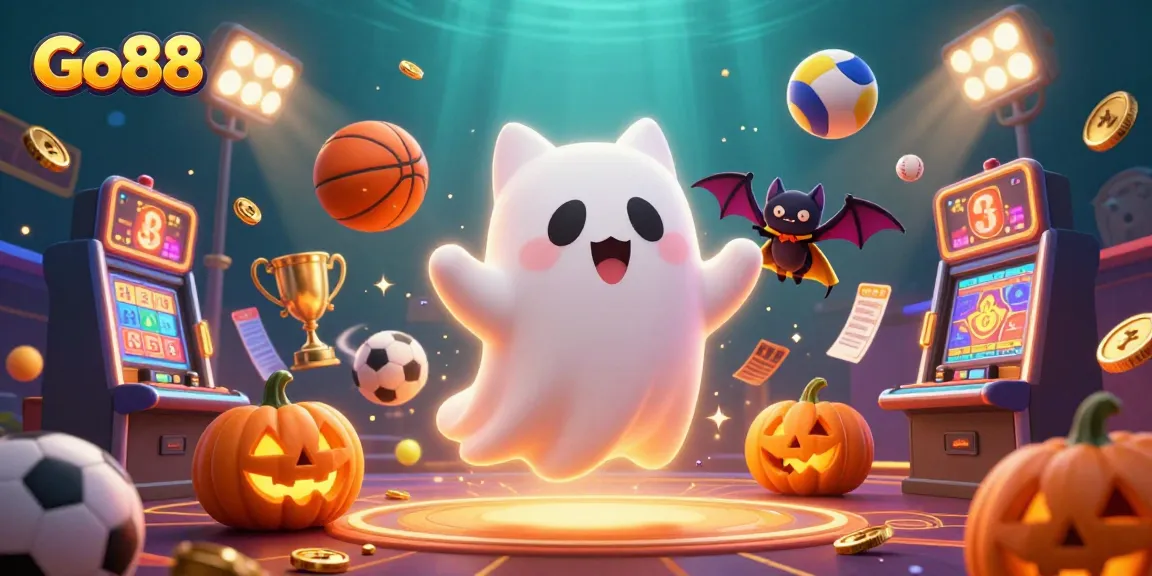 Experience Go88's thrilling ghost cat adventure through a lively casino filled with games and fun.