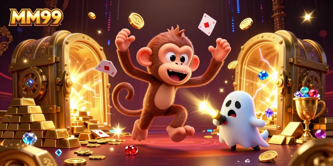 Experience the excitement of MM99 in a haunted casino with a playful poltergeist monkey and ghost-hunter puppy.