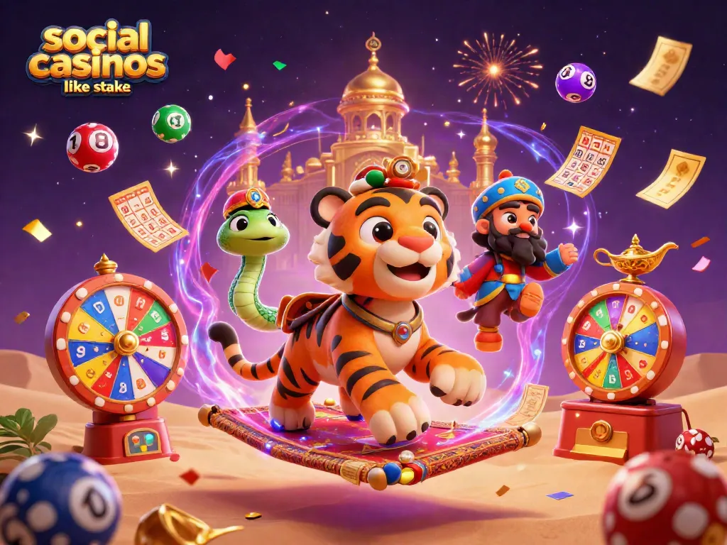 Discover social casinos like stake with vibrant lottery elements and dynamic gaming action.