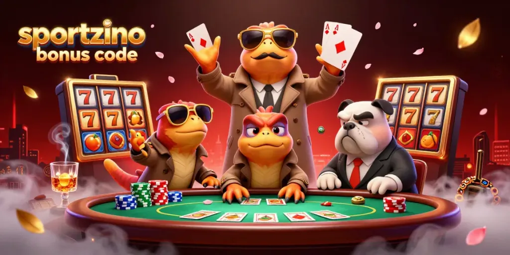 Win big with sportzino bonus code as raptors humorously attempt to enter a VIP casino lounge.