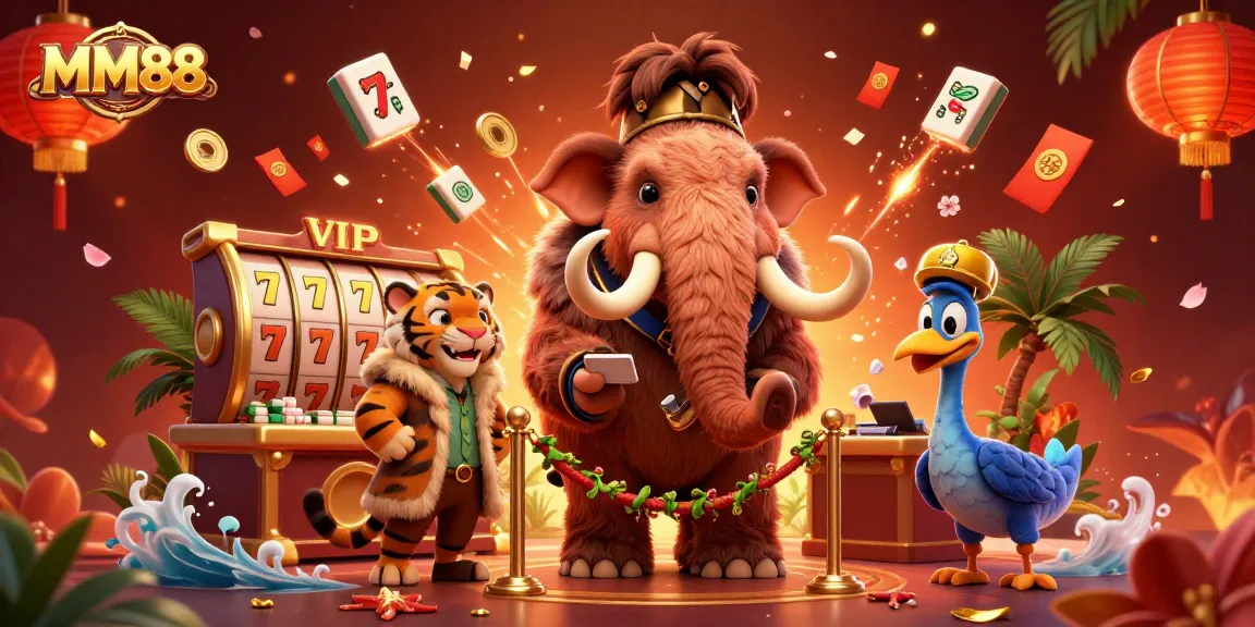 Experience the excitement of MM88 with vibrant casino-themed characters and dynamic gaming elements.