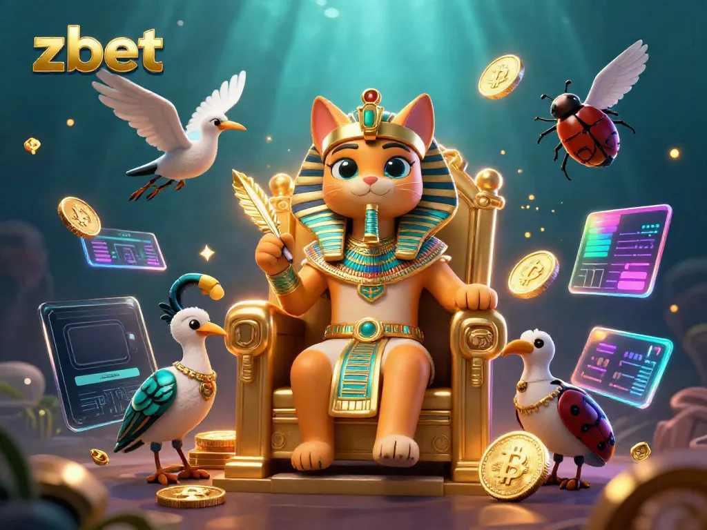 Experience thrilling gameplay at zbet with a pharaoh, treasures, and glowing crypto coins.