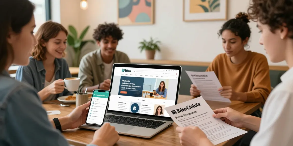 BedPersonal platform showcasing local classifieds on a laptop in a welcoming café.