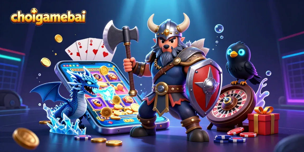 Experience the thrill of choigamebai in this vibrant colorful scene with dynamic gaming elements.