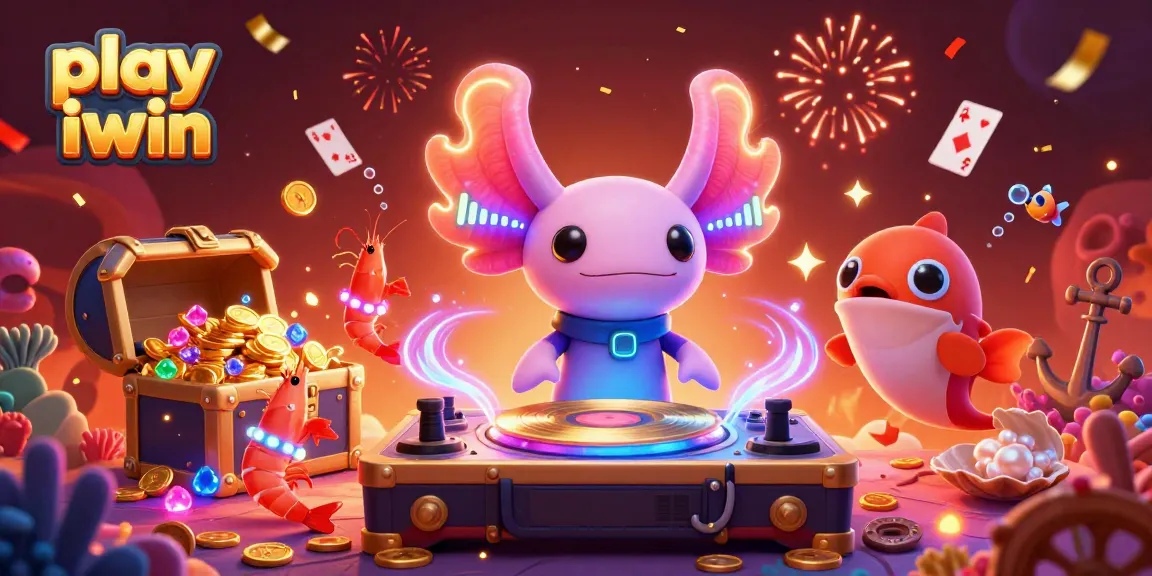 Join the fun and play iwin with a vibrant 3D underwater casino party illustration!
