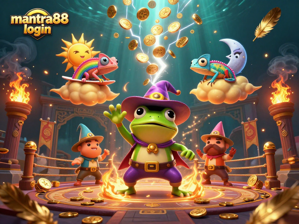 Experience seamless gaming with mantra88 login amidst a stunning storm of gold coins.