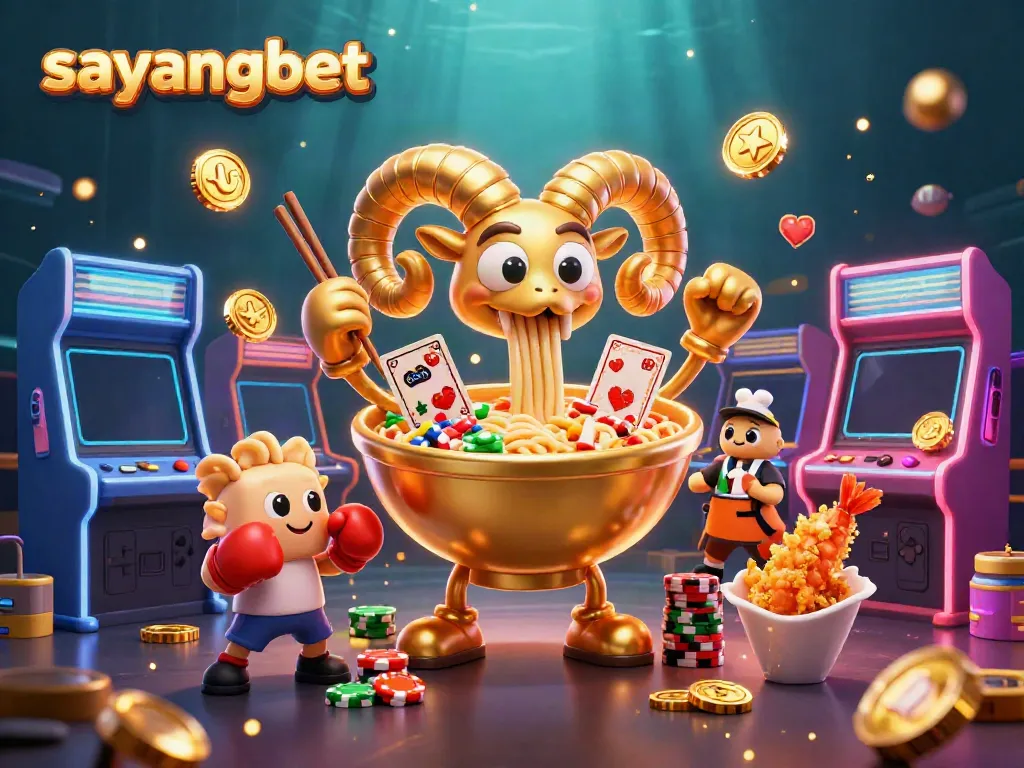 Experience the thrill of sayangbet with vibrant characters and casino elements in this dynamic 3D illustration.