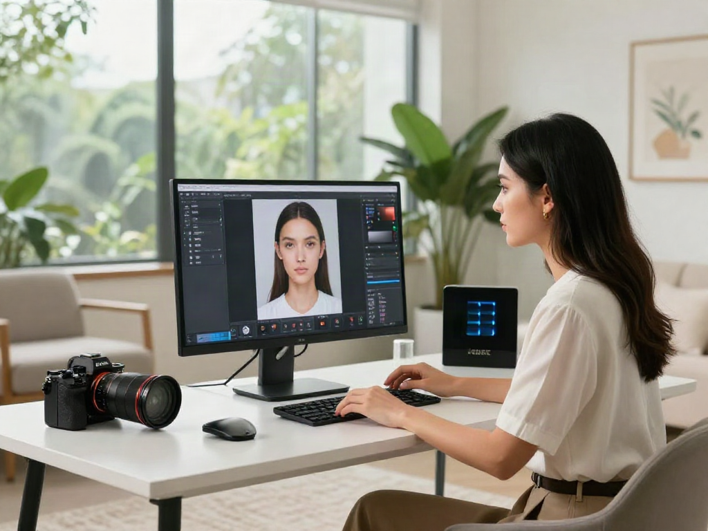 ClinicEvo cheaper than QOVES analysis session showcasing personalized facial evaluation tools in a bright studio.