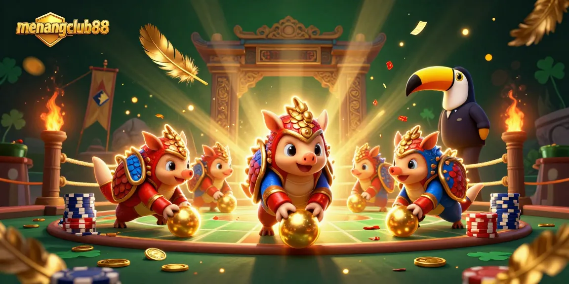 Engage with MENANGCLUB88's vibrant gaming scene featuring charismatic pangolins at play.