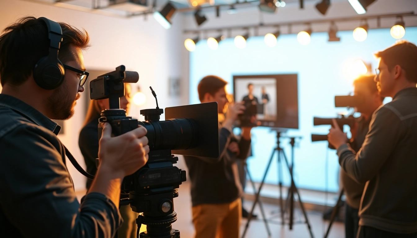 Film crew showcasing Edmonton production companies during a studio shoot.
