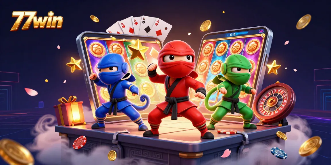 Experience thrilling gameplay with 77win's dynamic slot reels and vivid casino action.