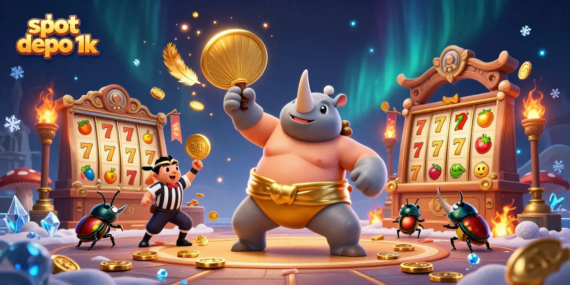 Slot depo 1k menampilkan juara kejuaraan belalang tanah dengan koin emas berterbangan saat bermain slot