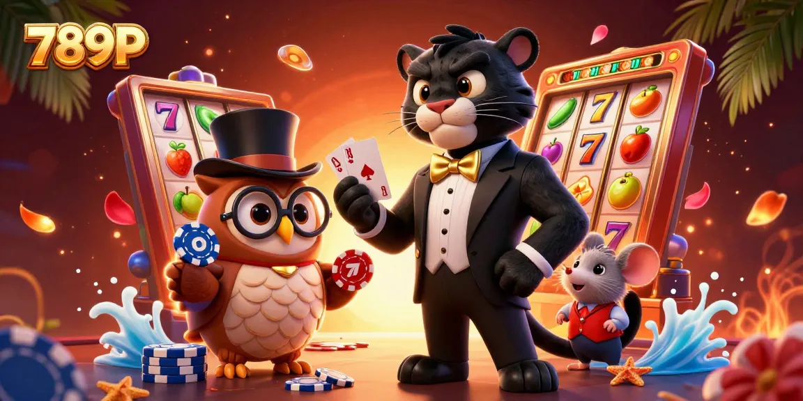 Win big with 789P in this vibrant casino scene featuring a stylish panther dealer.
