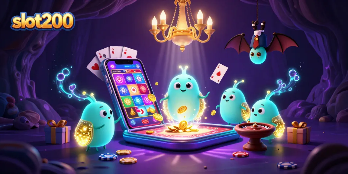 Experience the thrilling adventures of slot200 as glowing creatures illuminate a vibrant cave casino.