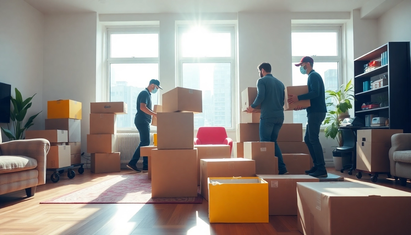 Packers and movers New York managing a smooth relocation process in a bright, organized apartment.