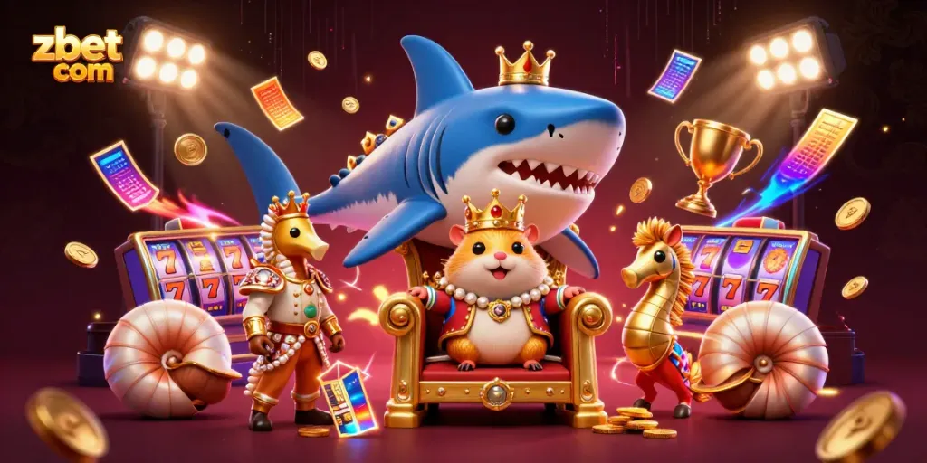 Experience gameplay with ZBET as the golden hamster king rules the casino throne.