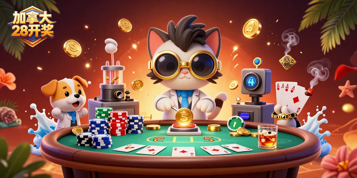 Engage with 加拿大28开奖 dynamics amidst a thrilling poker scene featuring vibrant characters.
