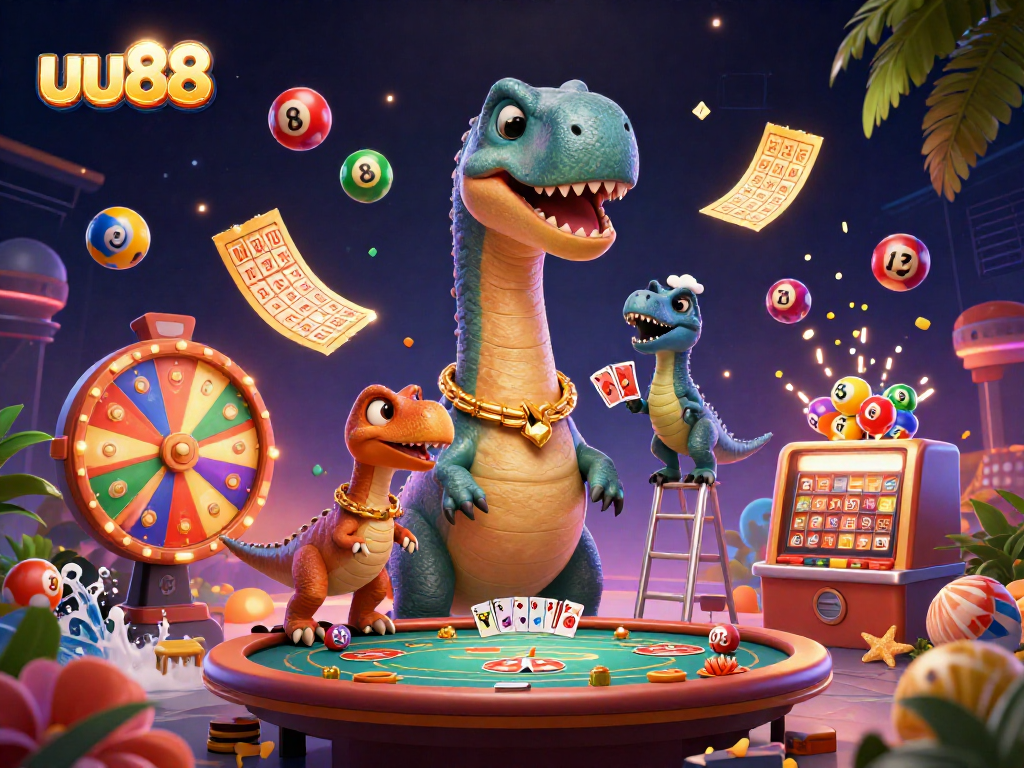 uu88 engaging players with vibrant lottery elements in a lively casino scene