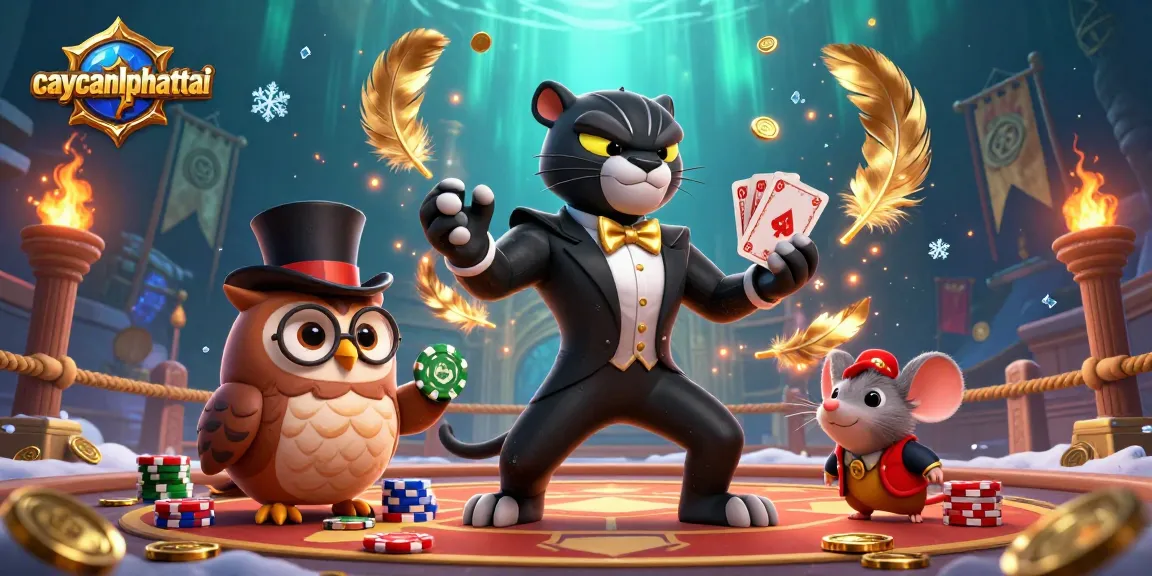 Engage with caycanhphattai in an exciting 3D casino scene featuring vibrant characters and dynamic game elements.