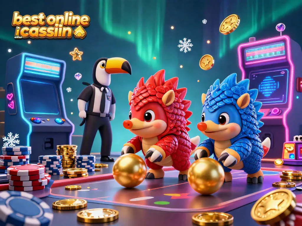 Engaging scene of rival pangolins in colorful 3D casino setting showcasing the best online casino in Australia.