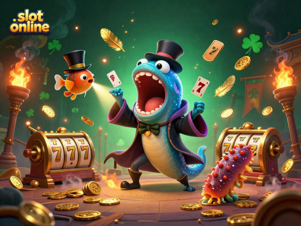 Engage in slot online action with the magic of a card trick performance and vibrant casino elements