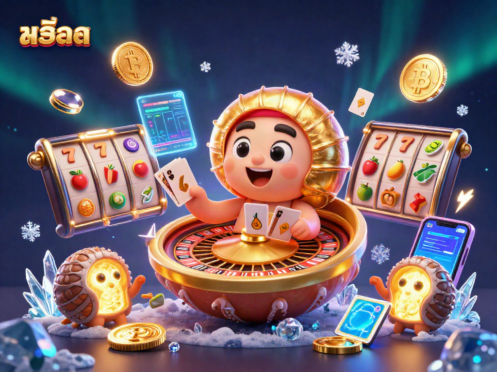 Engage with สล็อต as you explore a vibrant 3D casino scene featuring dynamic slot elements and mythical characters.