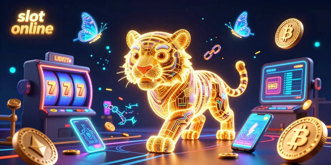 Experience slot online action with a vibrant 3D illustration of a golden tiger in a digital casino.