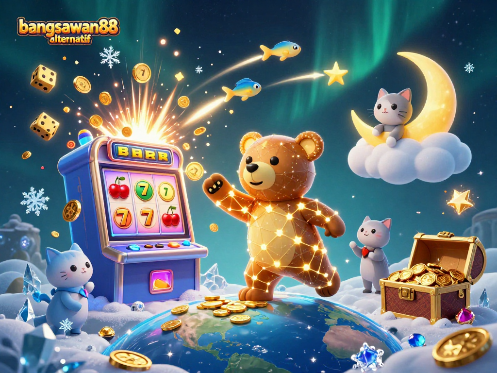 Bets and wins at bangsawan88 alternatif depicted in an engaging 3D casino scene filled with excitement and opportunities.