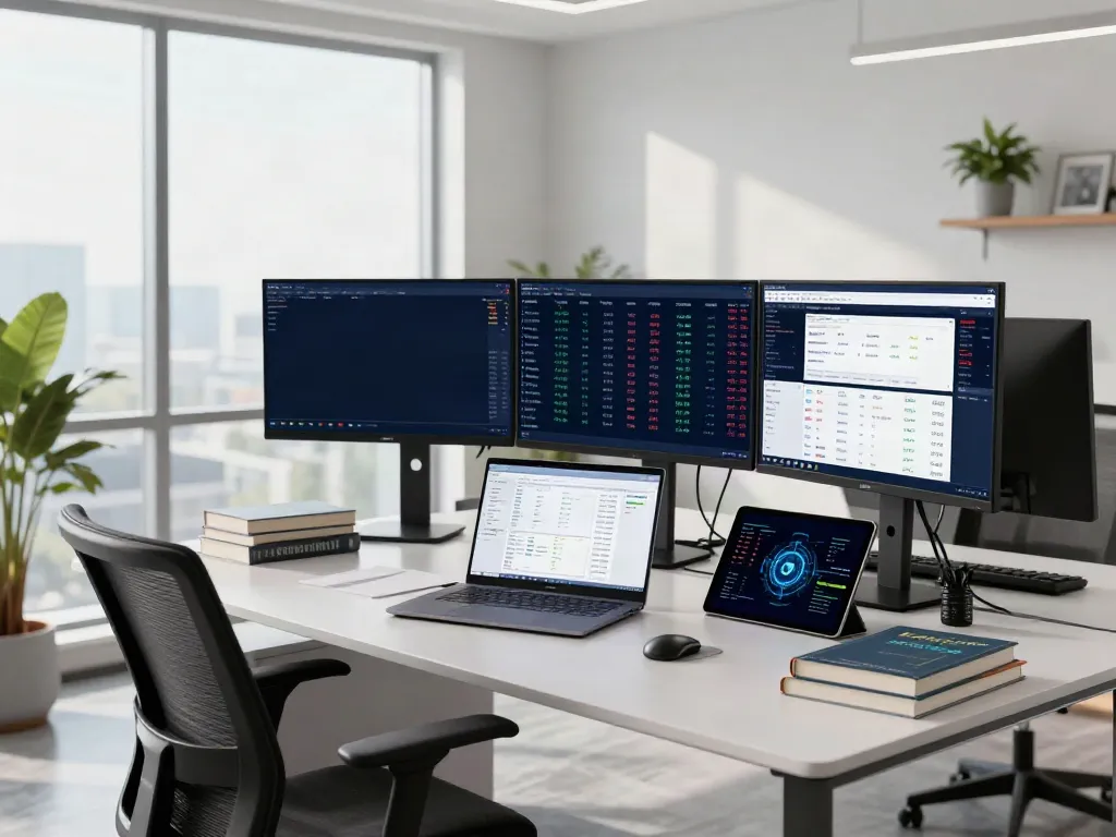 HKEX Level 2 market data displayed on dual monitors in a modern trading workspace.