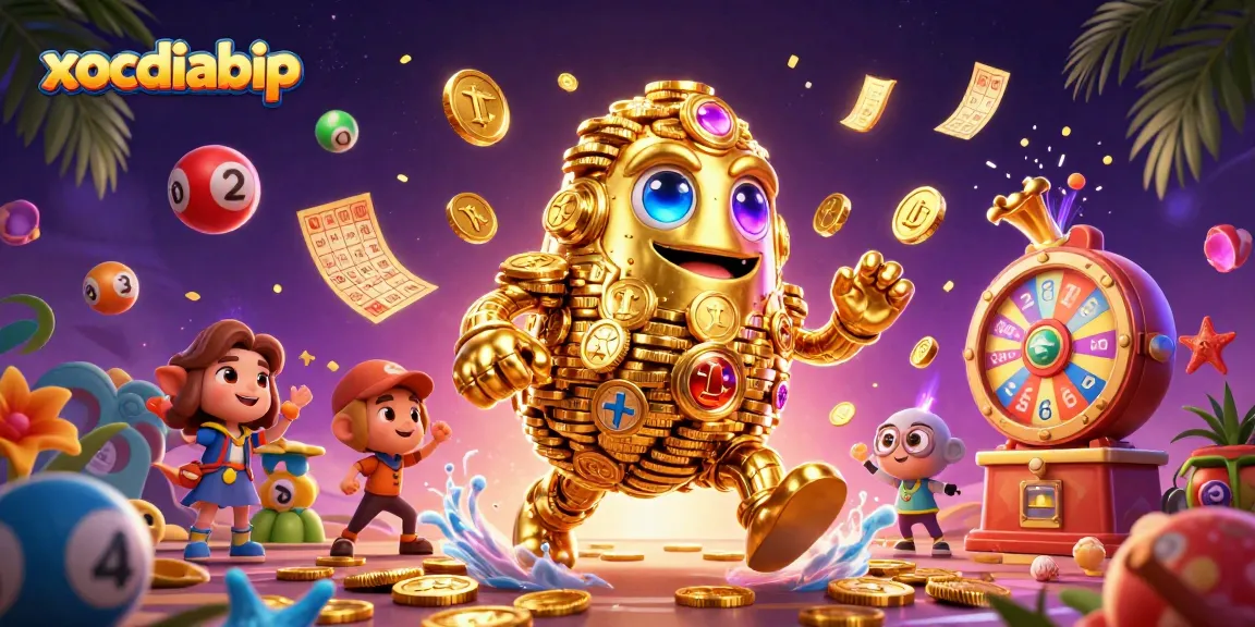 xocdiabip activates excitement with a vibrant, dynamic lottery game scene filled with colorful elements.